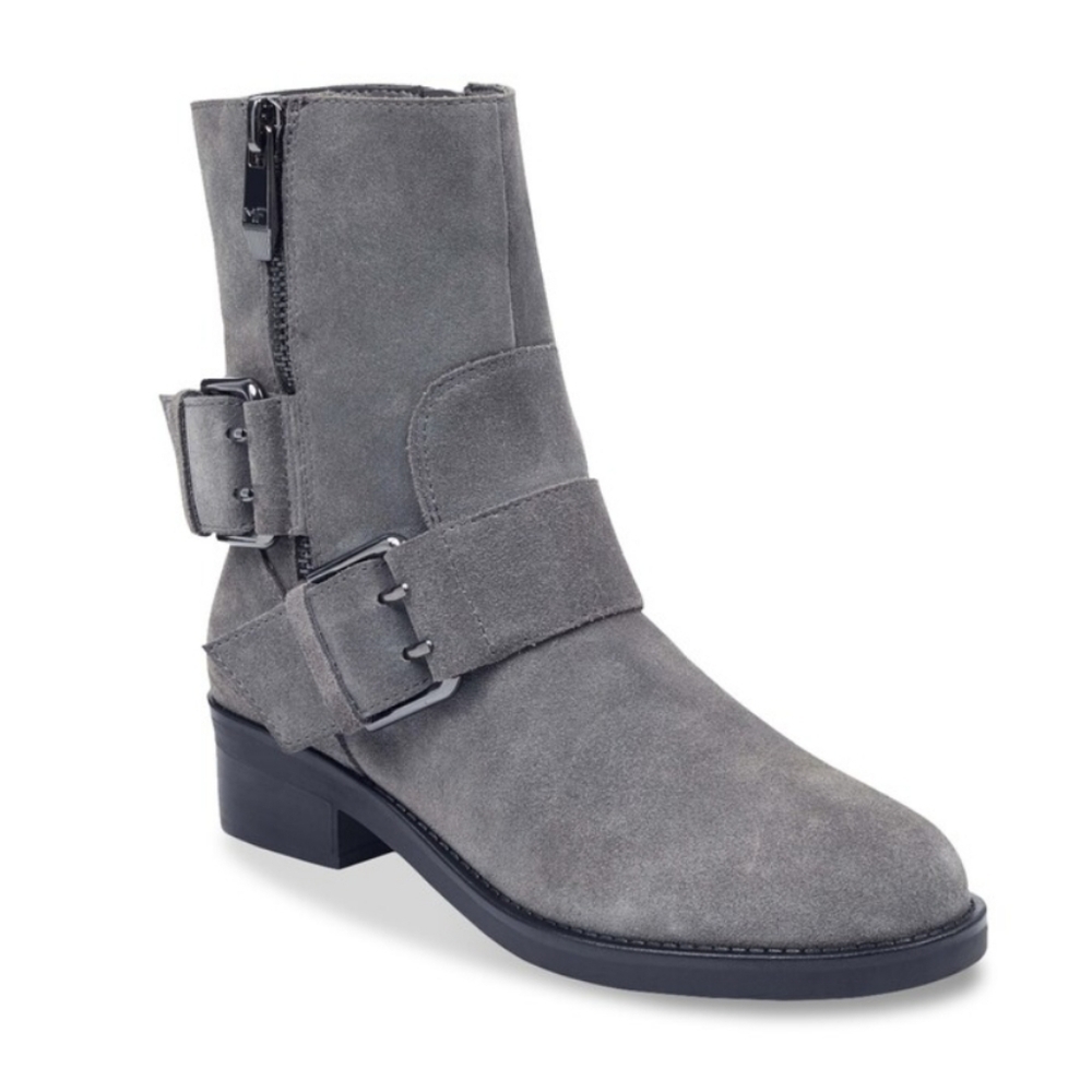 Marc fisher Parole grey leather motorcycle bootie